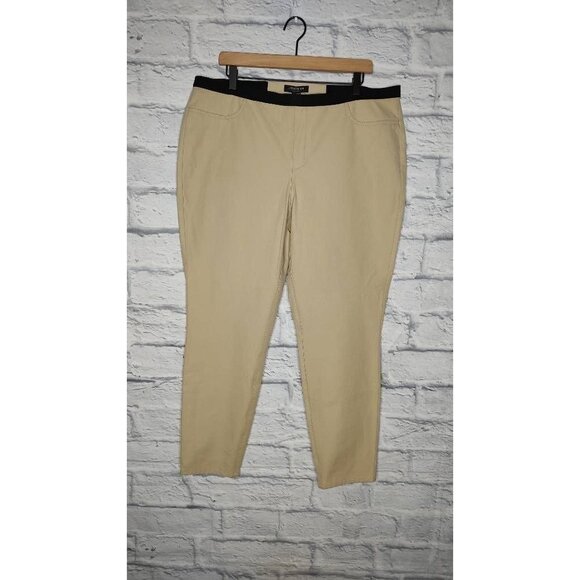 *LAFAYETTE 148 New York Women's Skinny Pants Khaki Tan Pull On Stretch XL $348